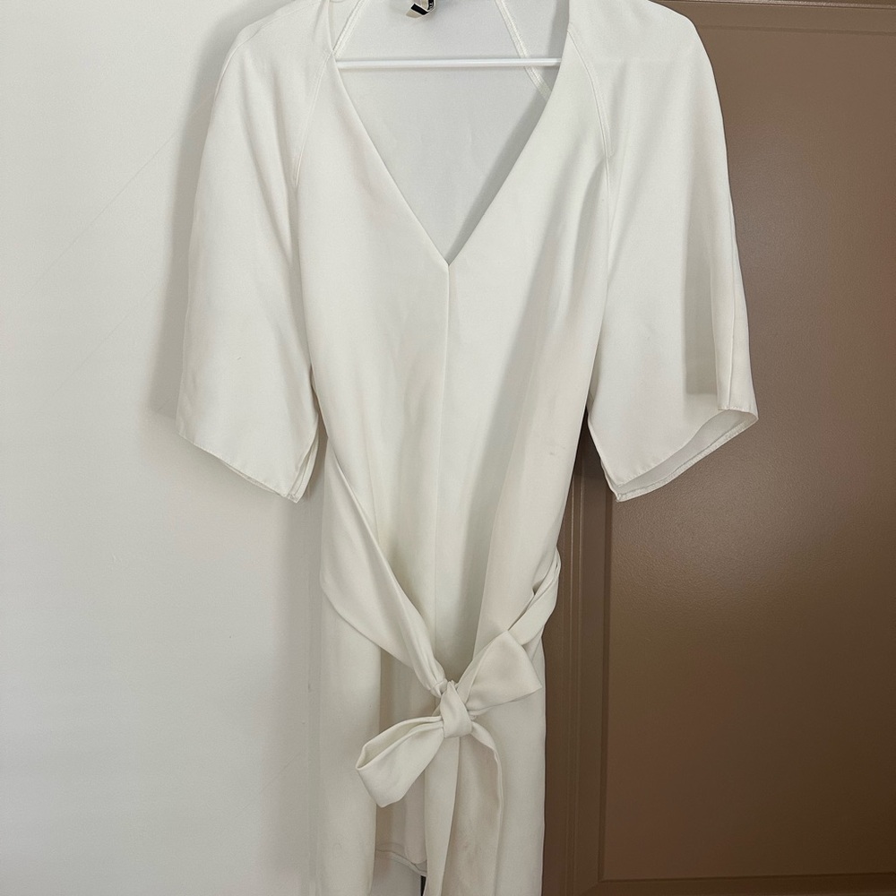 White Tie-Front Tunic Top